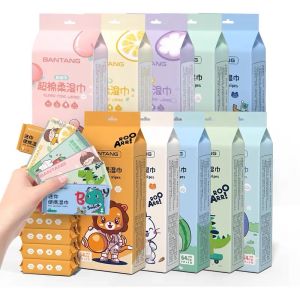 Portable Mini Pack Wet Wipes 8pcs Pack Kids Mouth Hand Cleaning Wet Tissue Wipes Multi pack