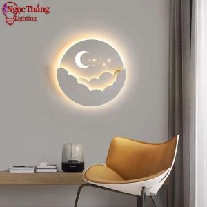Đèn treo tường ốp tường đám mây 3D 24cm trang trí phòng khách phòng ngủ cầu thang Led 3 chế độ màu 8W 220V V9984 Ngọc Thắng
