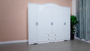 European style wardrobe four door simple modern five door economical assembly panel white bedroom six door solid wood wardrobe