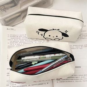 Korean Pochacco Sanrio Canvas Pencil Case Large Capacity Student Stationery Cosmetic Storage Bag simple stationery box