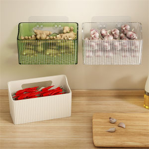 Homen Kitchen Ginger And Garlic Storage Basket Storage Rack  Bathroom Hanging Basket Wall Plastic Storage Basket Storage Box Save Space At Home