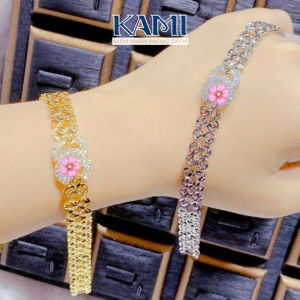 {loại1} Lắc tay kim tiền 2 hàng Caneo khoá bấm Kami trang sức sỉ