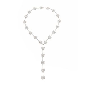 NOVELLEO Simple Bow Pendant Necklace Metal Punk Long Tassel Choker Vintage Fashion Statement Y-Shaped Sweater Chain for Women