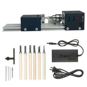 Mesin Bubut Kayu Mini Lathe Beads Grinding Polisher DIY Woodworking 960W - Hitam
