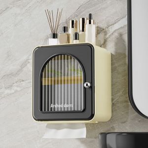 EASYTREND Wall-Mounted Toilet Paper Rack Splash-Proof Plastic Roll Paper Storage Box Creative Large Capacity Tissue Holder for Home
