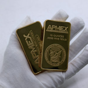 【discount store】3 Designs 10 oz APMEX Gold Plated Copper Bar Non-Magnetic 1oz Gold Bullion Bar With Independent Serial Number Collection Gifts