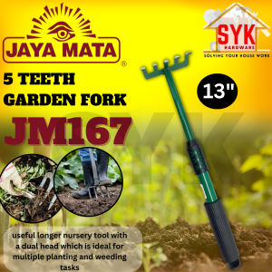 SYK Jaya Mata JM167 13 Inch 5 Teeth Garden Fork Gardening Tools Garden Weeding Tool Alat Kebun Merumput