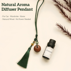 Natural Solid Wood Aroma Pendant | Essential Oil Diffuser for Car Wardrobe & Home