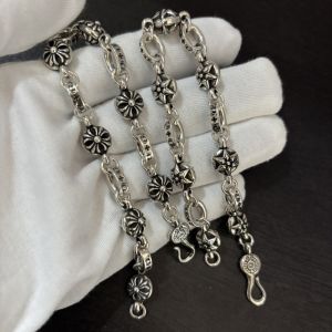 S925 Silver Unique Versatile Fashion Cross Flower Hexagram Hook Clasp Adjustable Bracelet