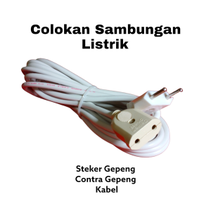 Colokan Kabel Sambungan Listrik Panjang Kabel 5 Meter + Contra + Steker