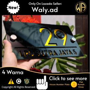 [Screw/Tape] 3D House Number Plate Double Layer Nombor Rumah Acrylic Nombor Plate Rumah Papan Tanda Alamat Signboard
