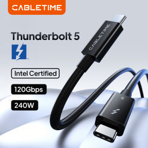 CABLETIME Cáp Thunderbolt 5 được chứng nhận Intel 120Gbps PD 240W Cáp dữ liệu Sạc nhanh 8K60Hz Cáp loại C cho Mac/ PC iPad SSD2026