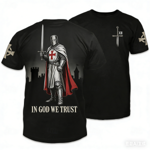 [Local Stock] VCC Funny Crusaders Knight 3D Printed Mens T-shirts Street Hip Hop Casual O-neck Loose Tops Christ Jesus Pattern Short Sleeve Tees