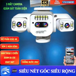 Camera IP Wifi YooSee 3 Mắt Thân Pro 12.0MPx Độ Phân Giải 4K(4096x2160)Siêu NétĐàm Thoại 2 ChiềuZoom 15XBan Đêm Màu