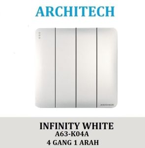 ARCHITECH INFINITY A63-K04A Sakelar/CETEKAN Lampu 4 Gang 1 Arah WHITE