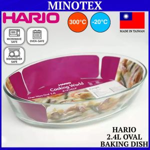 HARIO 2.4L Oval Baking Dish - Heatproof Glass for Oven & Microwave | Durable Bakeware