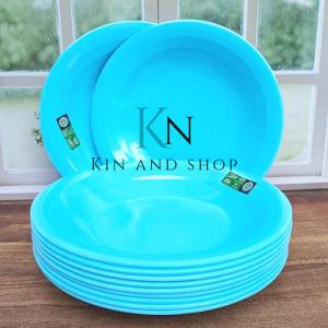 6 Piring bulat makan melamin ulir golden cap ikan terbang melamin cekung