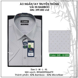 Áo Sơ Mi Nam Bamboo Ngắn Tay Dáng Regular- Họa Tiết Vĩnh Tiến GTB 399