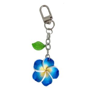 Sunny Frangipani Pendant Key Ring Waterproof Keychain Colorful Flower Key Chain Stylish Purse Decoration For Women Girls