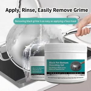 [3-Second Powerful Stain Removal] Cookware Descaling Cleaner Stain Removal Gel Blackening Removal Seaweed Paste For Pot Bottom Blackening Removal Tool For Pot Bottom