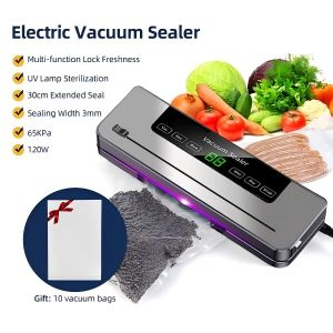 COD Vacuum Sealer Machine 980000Kpa 8‑in‑1 Dry & Wet Mode 350mm Wide Sealing Digital Display Automatic Food Vacuum Sealer with 10Pcs Free Vacuum Bags for Household Food Storage