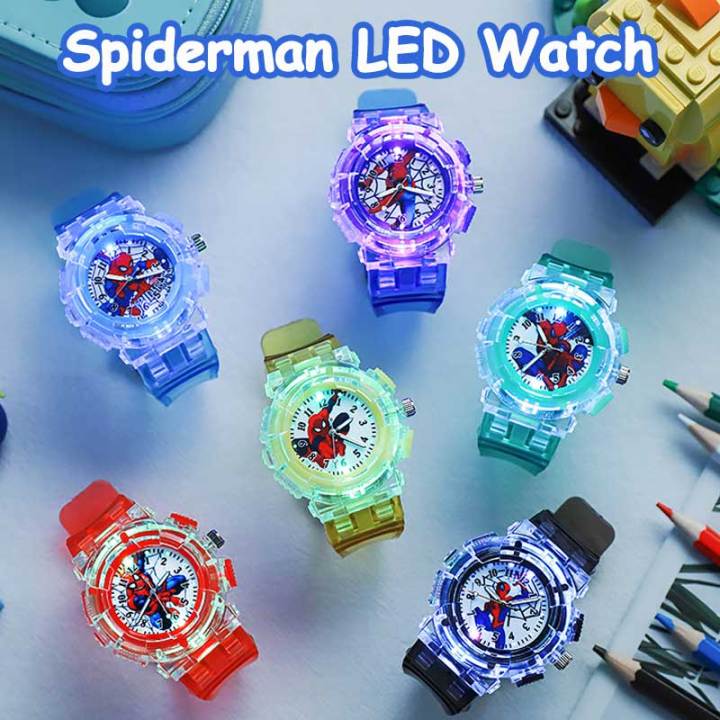 Cartoon Kids Spiderman Watch LED Light Kids Watches Gift for Boys