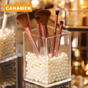 【CANAMEK】 Make Up Organizer Plastic Makeup Brush Pot Storage Acrylic For Cosmetics Holder Desk Cosmetic Storage Container