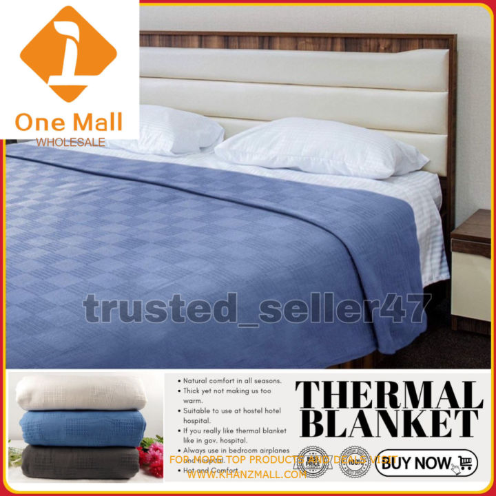 [Khanzmall] thermal blanket 100 cotton queen size hospital blanket