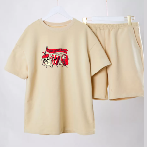 Joy Sana One Set Wanita Dewasa Pakaian Santai Kaos Big Size Dan Short Pants Motif Funny Halloween