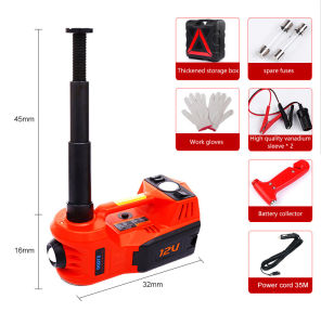 CHUANGCHAO 4 in1 Car  Electric Jack SUV High Machine 12V 5T 45CM Car Jack Car Electric Jack Hydraulic Jack Car Jack Air Compressor Electric Wrench Safety Hammer Combination Eight-piece Set Car Repair Tools for Cars and SUV