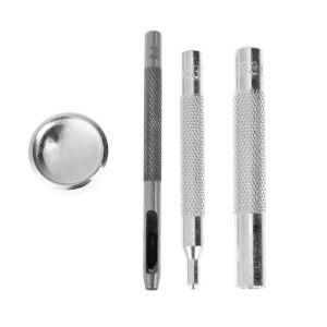 4Pcs/set Press Kancing Snap Spike Rivets Setter Metal Alat Pembuat Lubang