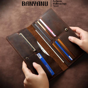 BANYANU Dompet Lelaki Bifold Card Holder Men Wallet Original 100% Cow Leather Wallet for Men
