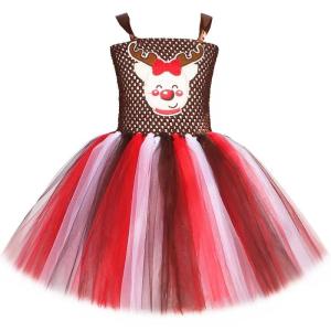 11.11 Whimsical Winter Deer Fancy Tutu Attire with Soft Layered Skirt Ideal for Xmas Parades and Family Holiday Portrait Sessions h2610