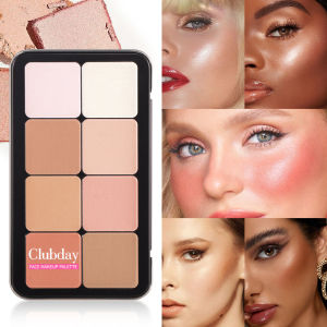 Clubday Professional 3-in-1 Face Makeup Palette - 12 Colors All-in-One(01# Warm Pink/02# Earth Tone)30g Large Size Blush Contour Highlighter All-in-One Smooth Pigmentation No Fallout For All Skin Types