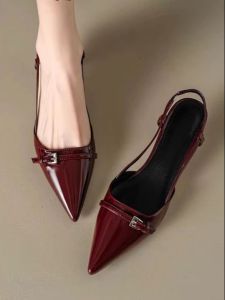 [Jessica Store]korean pointed close-toe heels with cross buckle straps sandals for women #1116