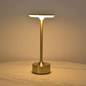 Đèn bàn cảm ứng đọc sách LED nghệ thuật bằng sắt có thể thay đổi ánh sáng ba màu pin lithium sạc USB