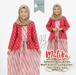 MALIKA Model Kebaya Kutu Baru Remaja Jumputan Printing Seragam Batik Tradisional Anak TK SD SMP
