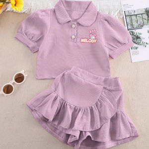 AYDA - Setelan Kiku Anak Perempuan / Oneset Rok Celana Motif Melody DTF