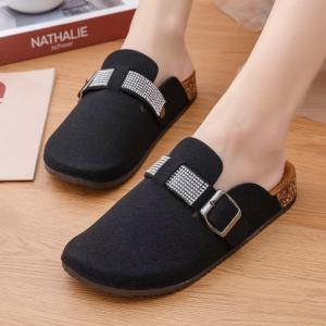 New Womens Half-toe cover sandals Korean Style Comfortable orthopedic clogs Adjustable buckle clogs fashion Minimalist vegan sandals casual canvas shoes 0140523