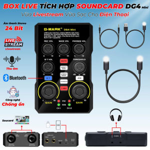 Box Live Stereo Cao Cấp DG4 Mini 24 Bit Công Nghệ Chống Ồn Tặng Kèm Dây Jack Kết Nối Có Bluetooth iảm tối đa tạp âm giúp giọng của bạn luôn trong trẻo và nổi bật