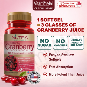 Nutra Botanics Cranberry Urinary Tract Health Supplement - 60 Softgel - Cleanse & Protect the Urinary Tract - Cranberry Supplement