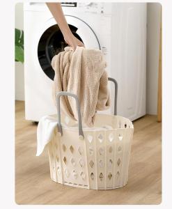 "Local Stock" Laundry Basket Collapsible Plastic Portable Hamper Waterproof Storage for Dirty Clothes Bedroom Round Bin with Handle