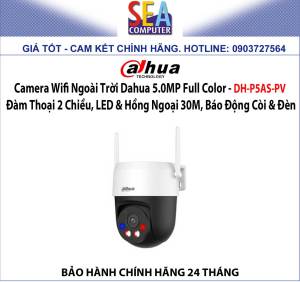 Camera Dahua Wifi Ngoài Trời 5.0MP Full Color - Đàm Thoại 2 Chiều LED & Hồng Ngoại 30M Báo Động Còi & Đèn - DH-P5AS-PV