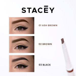 Stacey Eyebrow Pensil Alis Waterproof  Pensil Alis Tahan Lama Natural & Tidak Mudah Luntur