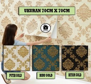 RW Wallpaper Foam 3D Batik Sultan Motif Damask Floral Wall Paper Dinding Aluminium Foil