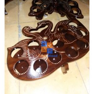 MD2H- Tempat Aqua   Gelas  angsa kembar  Kayu Jati Asli Blora isi 12