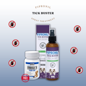 MDCP - Anti-garapata kuto at pulgas Fipronil Tick Buster 200ml for Cats & Dogs with Free omega - 3 fish oil 30 soft gels