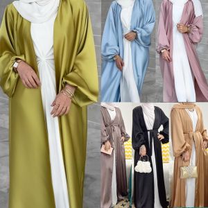 abaya puff sleeve cardigan abaya lace Baju Muslim  abaya Muslimah jubah women abaya