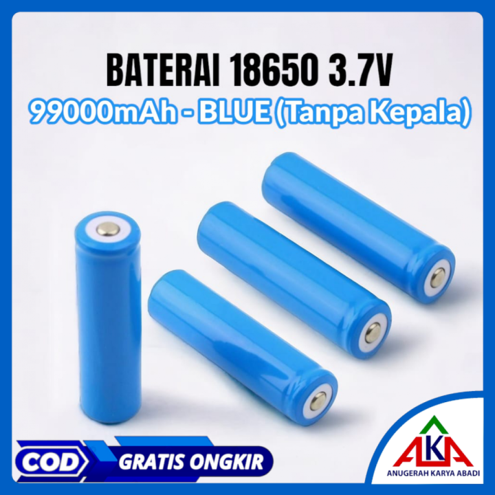 Baterai Batre Cas Biru Polos Mah V Rata Flat Top Rechargeable Battery Lazada