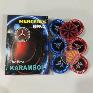 Biji Karambol Rangkap 2 Lapis Tebal 5 mm Motif Mercedes Benz Merci / Random | koin krambol dua layer original | 1 set buah kerambol 5mm | coin bola carambol | anak carrom games